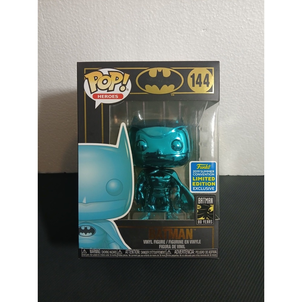 Funko Pop Heroes 80 Years Batman Teal Chrome #144 2019 Summer Convention Excl.